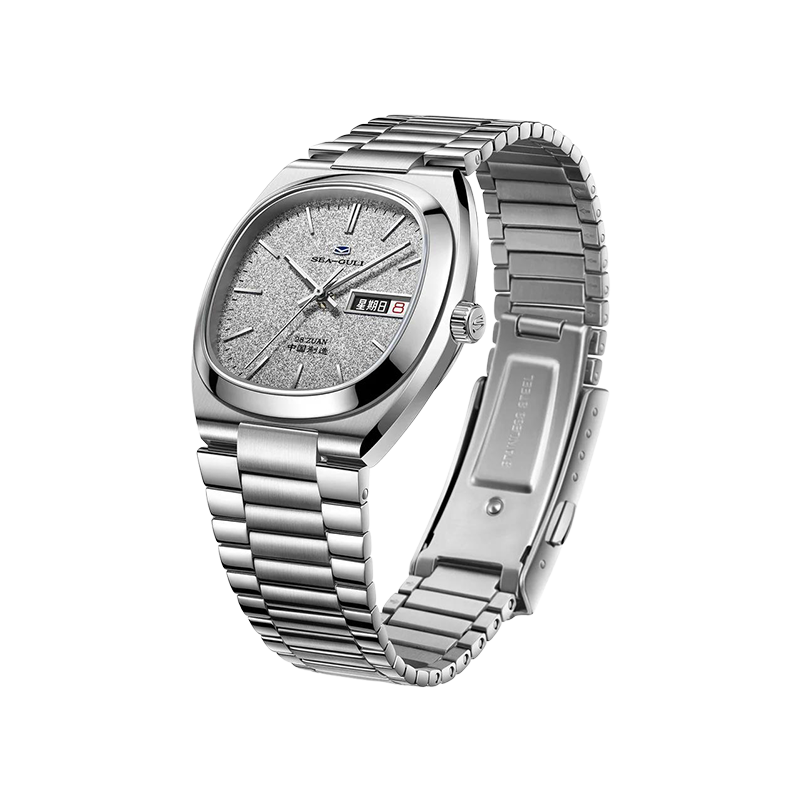 Gray TV Dial Snowflake Texture Tonneau Case Watch 36mm