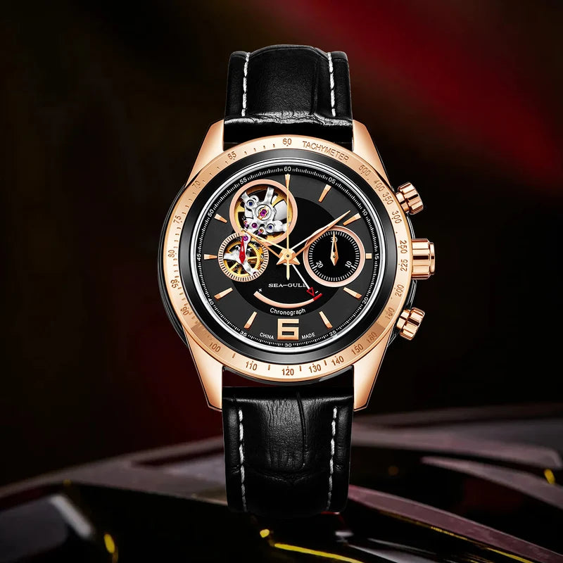 Racing Style Power Reserve Indicator Tachymeter Complication Chronograph 42mm