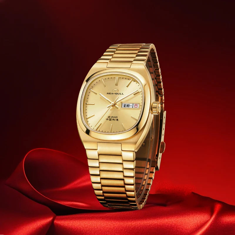 Day-date Calendar Tonneau Golden Watch 36mm