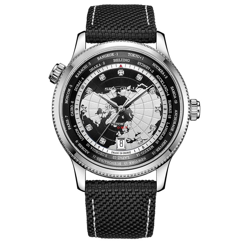 GMT World Time Business Watch Dual Time Zone Calendar 41mm