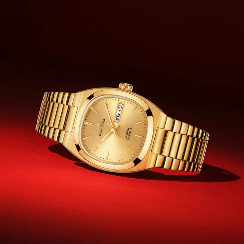 Day-date Calendar Tonneau Golden Watch 36mm