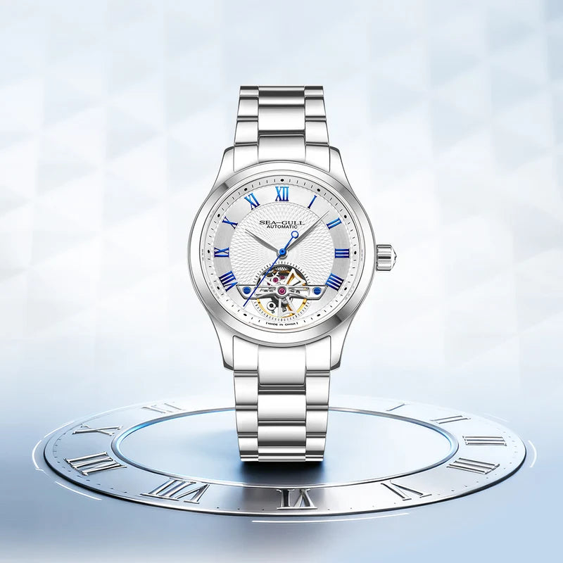 Open Heart Flywheel Guilloché Dial Automatic Watch 39mm