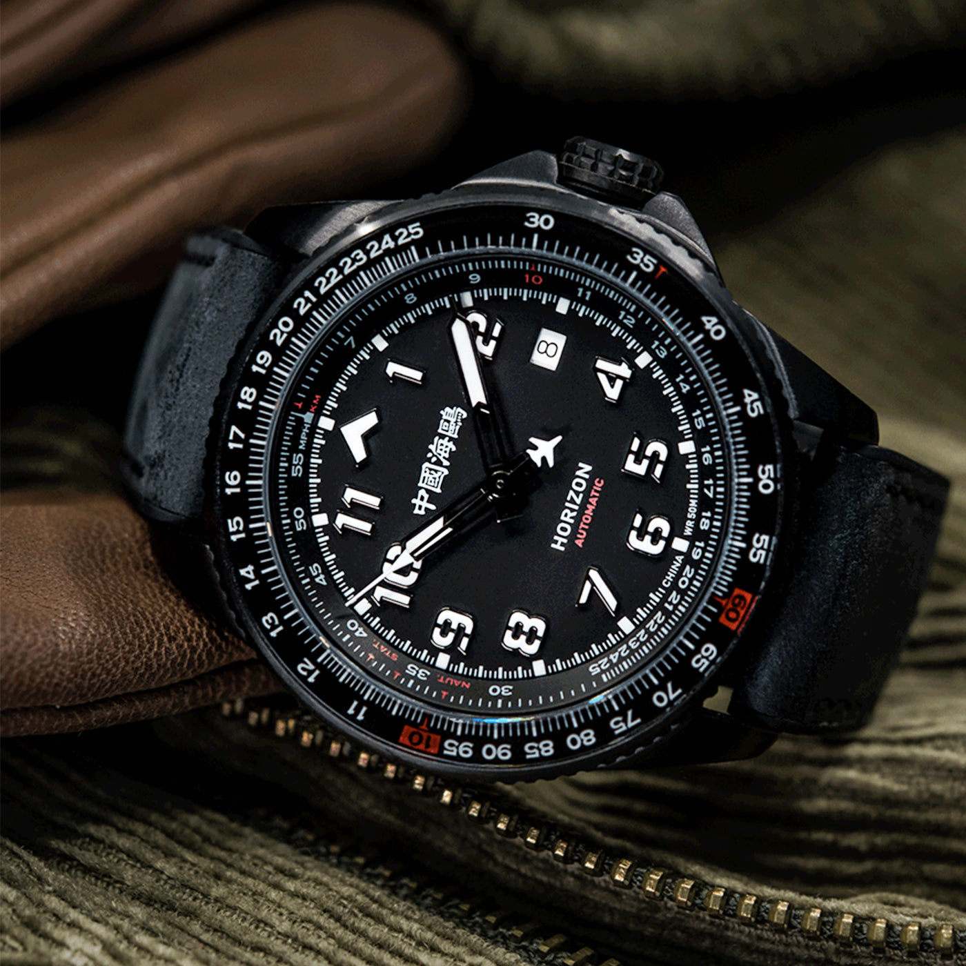 Sea-Gull "Horizon" Pilot Automatic Watch – 42mm Aviation Timepiece with Functional Slide Rule Bezel and Sapphire Crystal