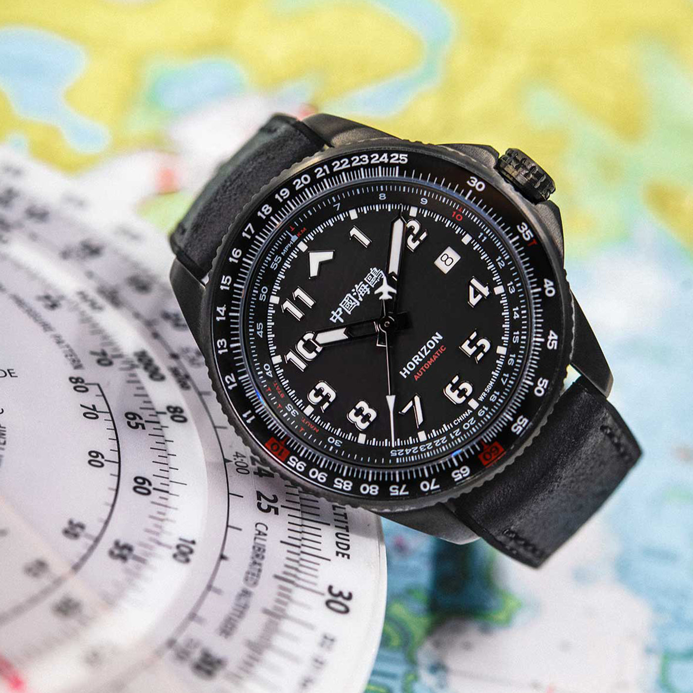 Sea-Gull "Horizon" Pilot Automatic Watch – 42mm Aviation Timepiece with Functional Slide Rule Bezel and Sapphire Crystal
