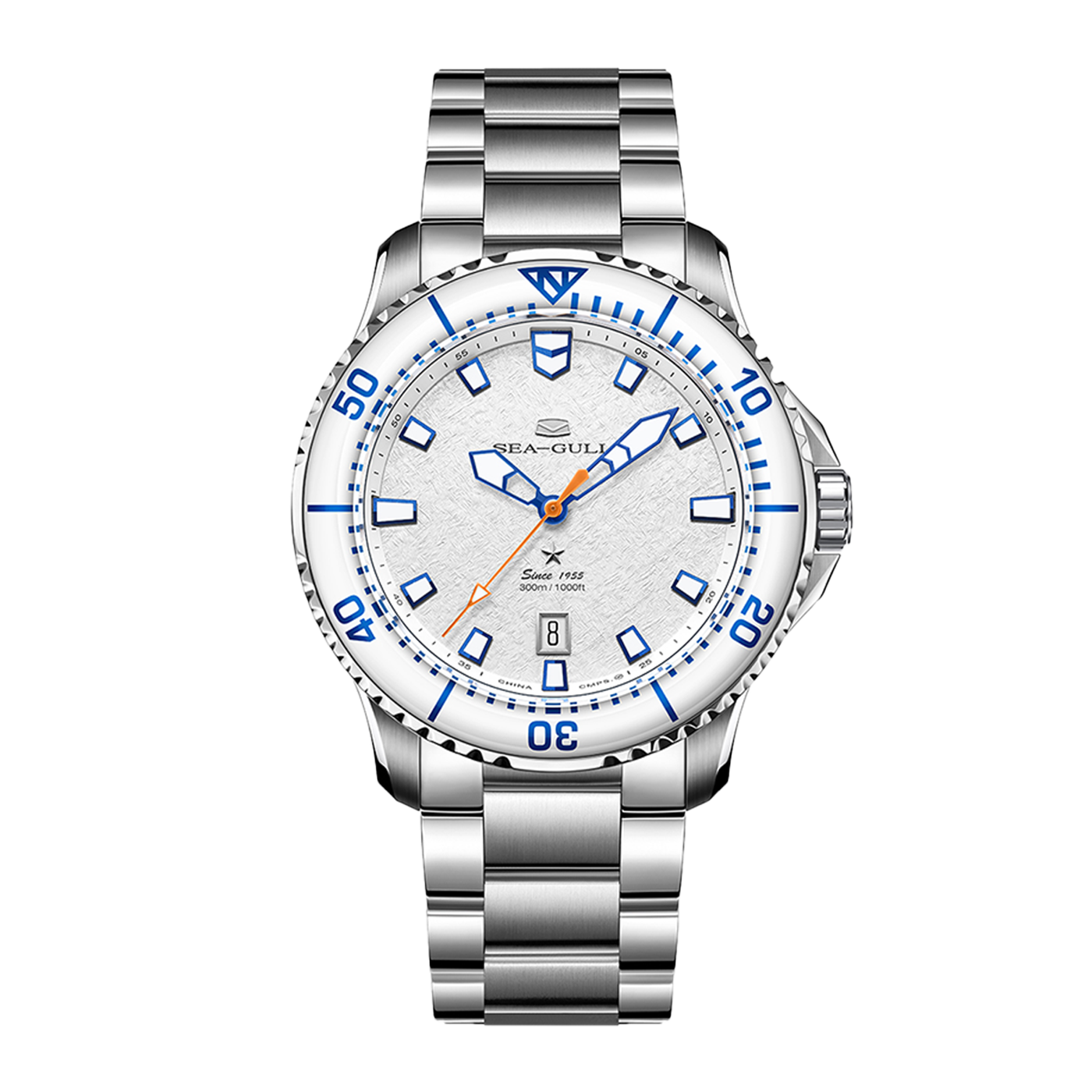 The "Ice Wing" Ocean Series Pro: 43.5mm Rugged 300M Diver in Snow White