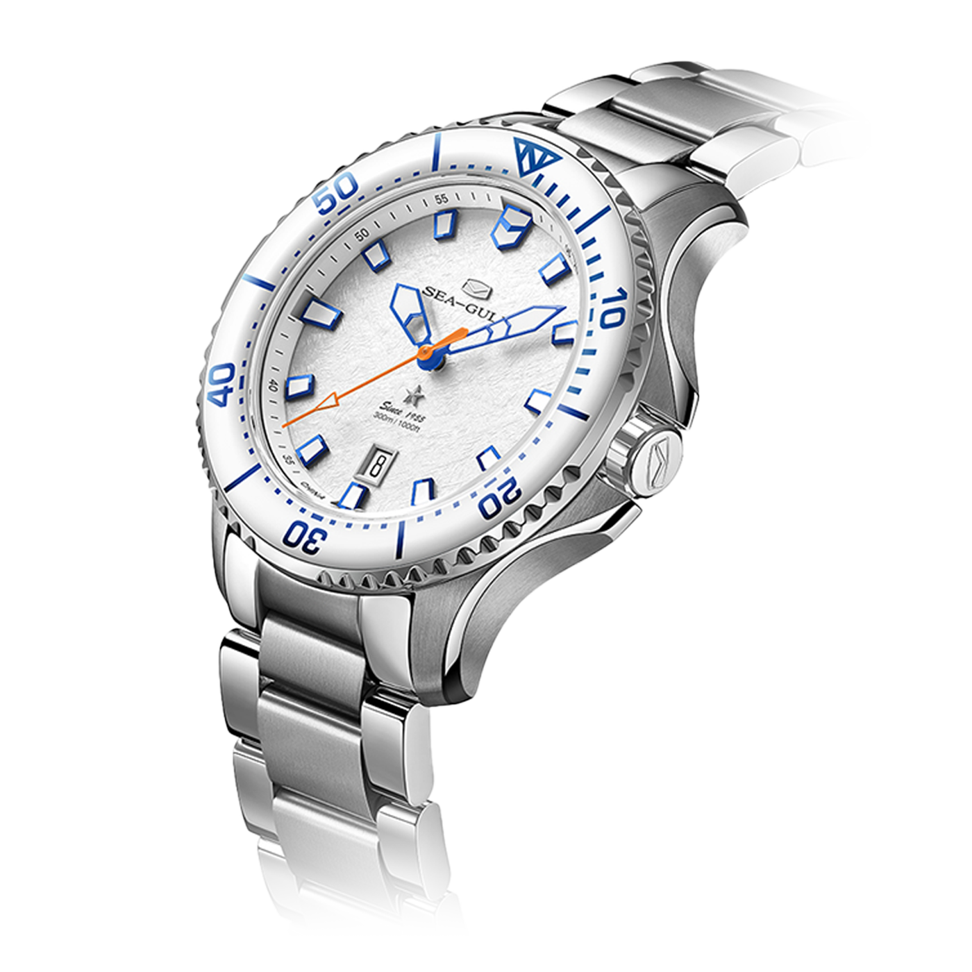 The "Ice Wing" Ocean Series Pro: 43.5mm Rugged 300M Diver in Snow White