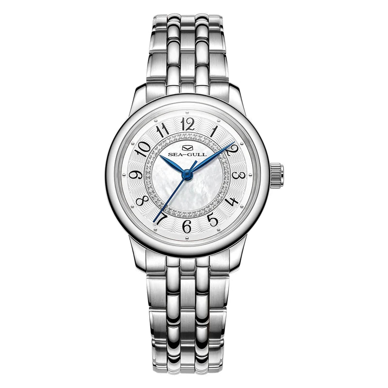 Sea-Gull Ladies Series 32mm Automatic Watch - Concentric Circles Mother-of-Pearl Dial with Diamond Markers (ST2130 Movement)