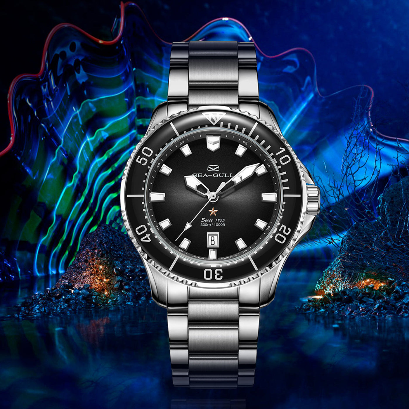 Seagull Ocean Series Pro 300M Diver – Professional Automatic Watch (Green, Blue & Black Edition)