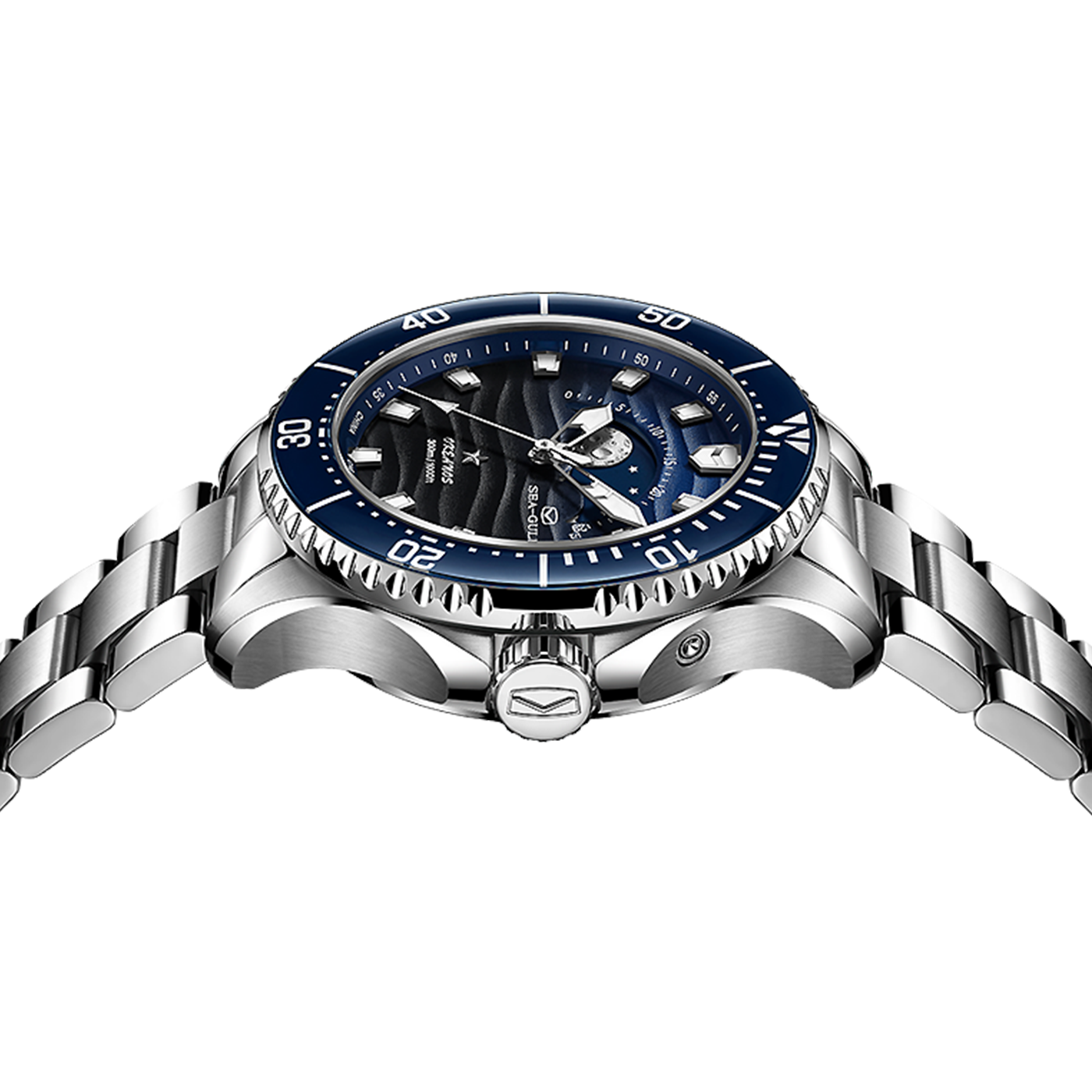 SEAGULL "Moon-Phase & Tide" Diver – 300m Water Resistant Luxury Sports Watch