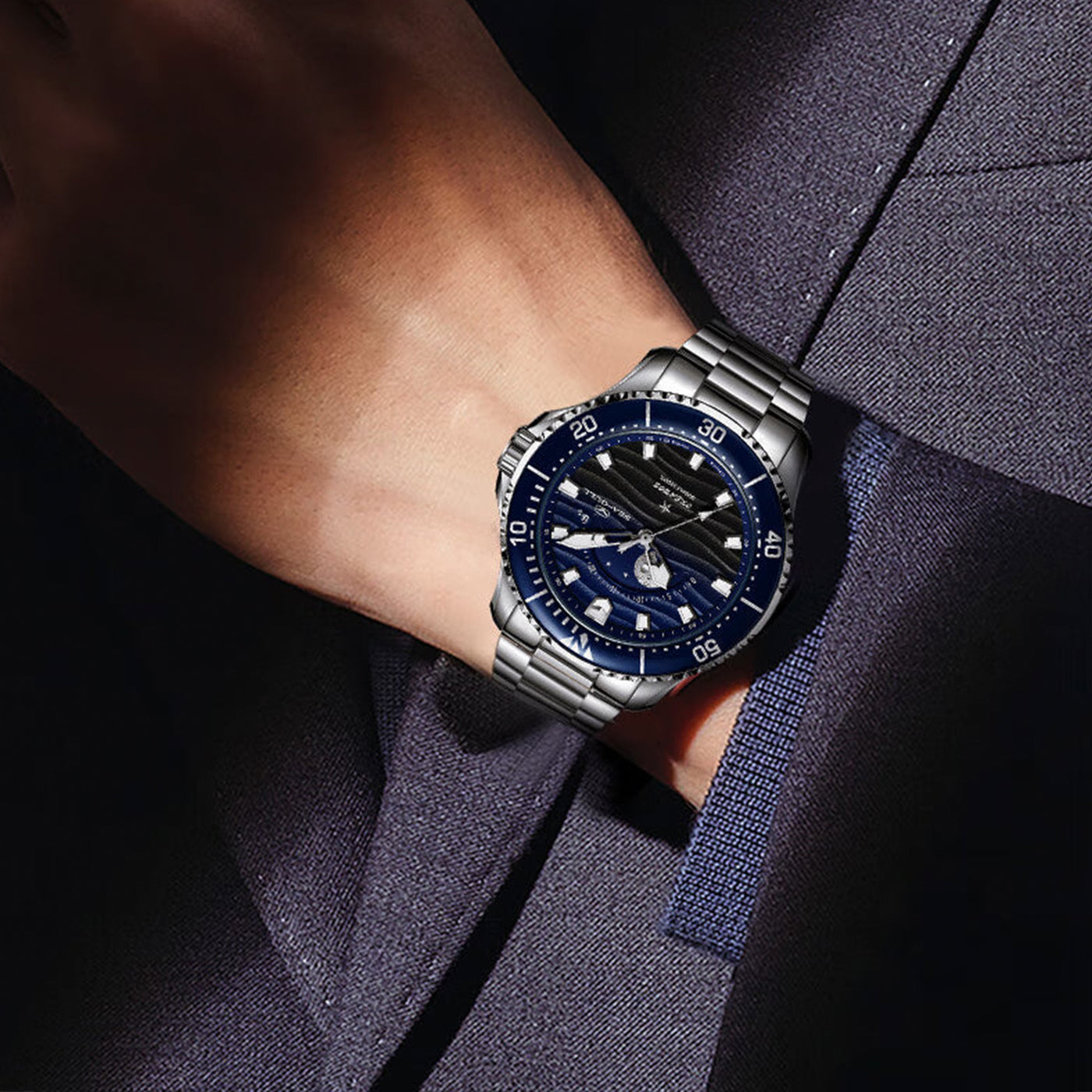 SEAGULL "Moon-Phase & Tide" Diver – 300m Water Resistant Luxury Sports Watch