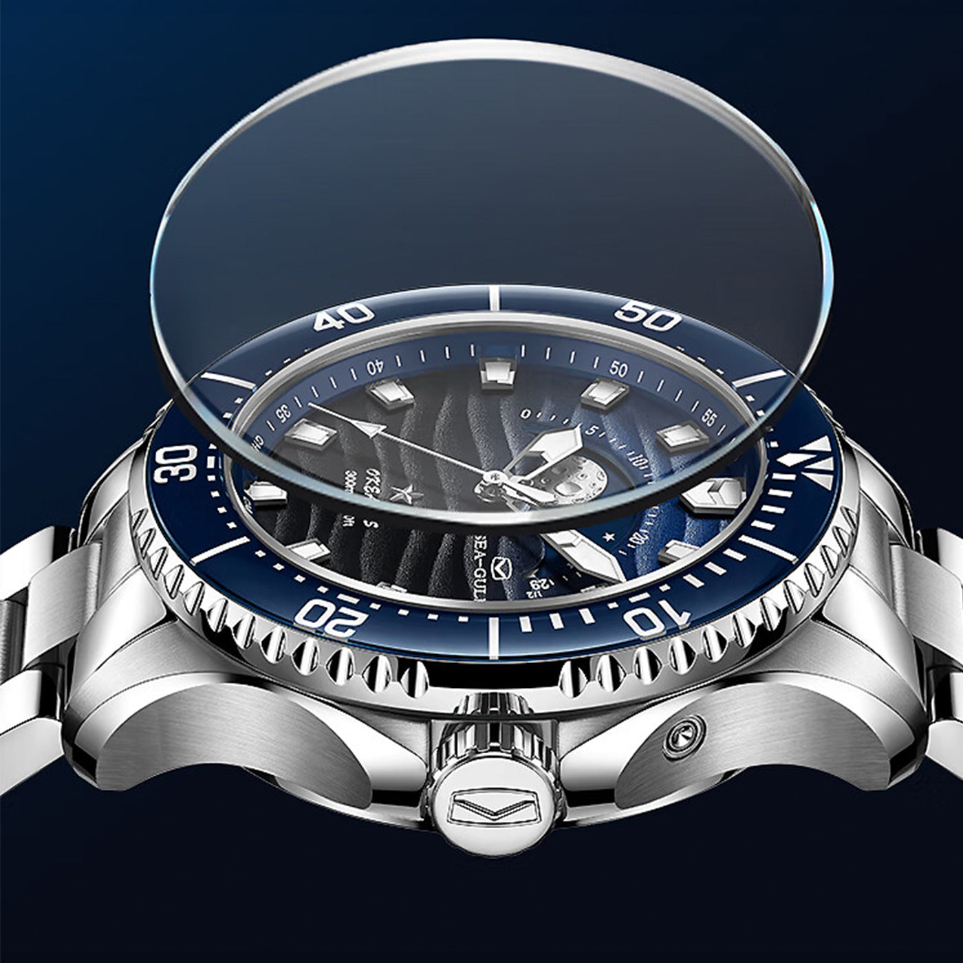 SEAGULL "Moon-Phase & Tide" Diver – 300m Water Resistant Luxury Sports Watch