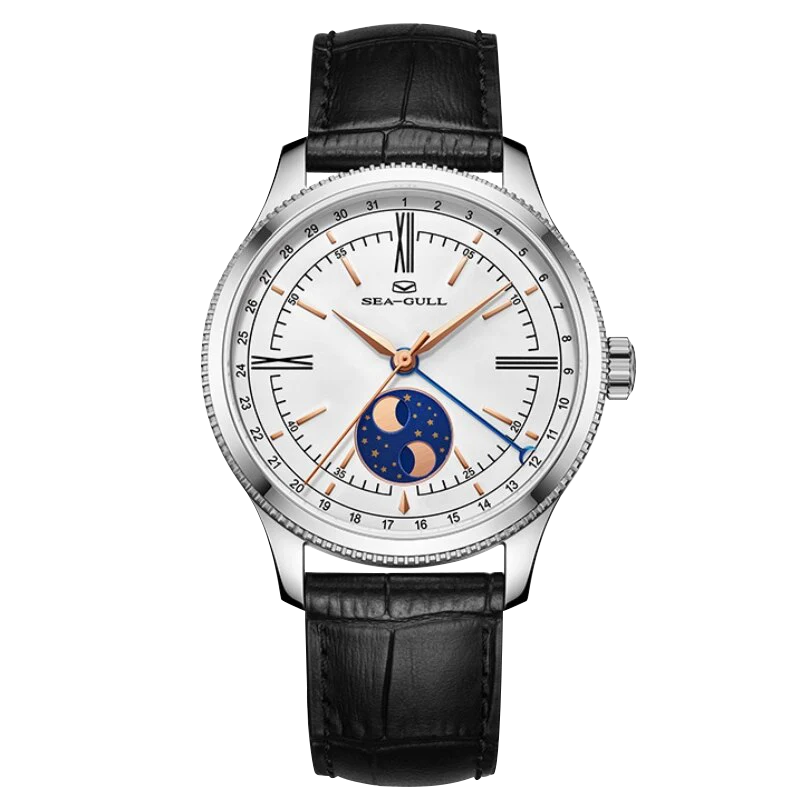 Dual-hemisphere Moon Display Calendar Business Leisure Dress Watch 41mm