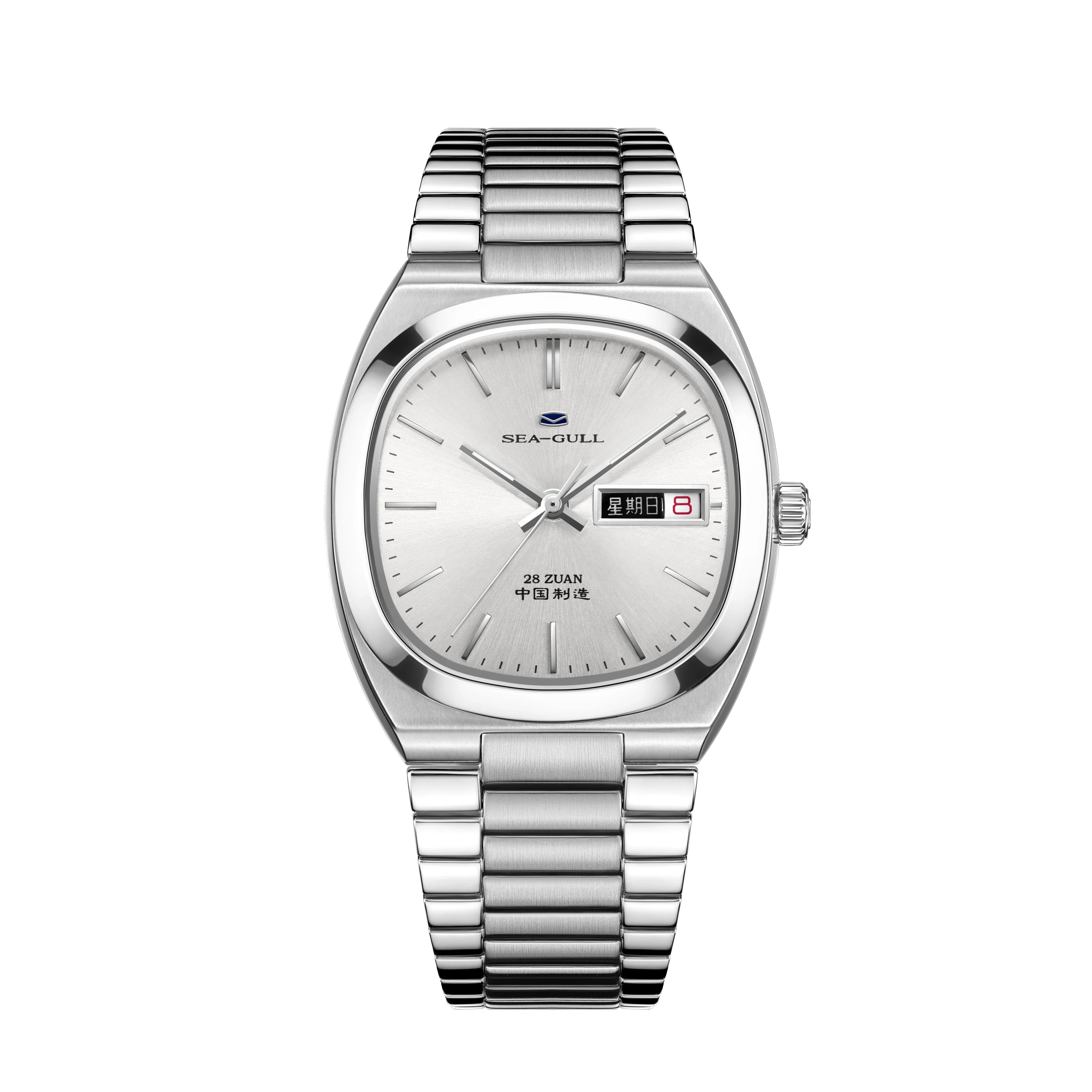 Brushed Solid-color Dial Vintage Tonneau Dress Watch