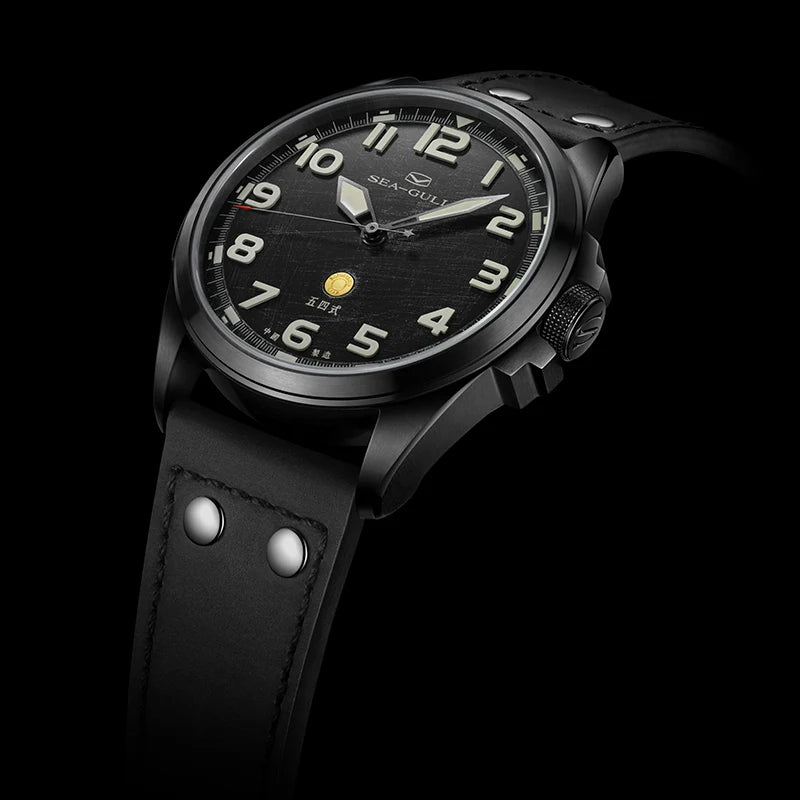 Army One Military Watch Matte Black Brushed Texture Dial 43mm