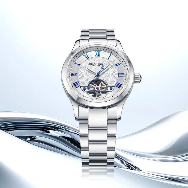 Open Heart Flywheel Guilloché Dial Automatic Watch 39mm