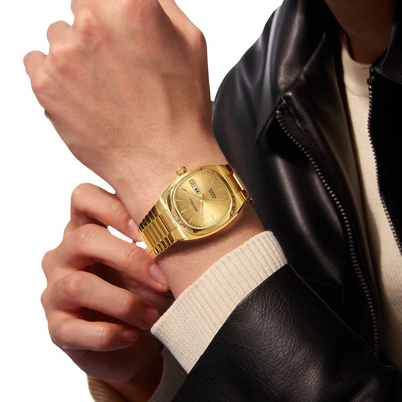 Day-date Calendar Tonneau Golden Watch 36mm