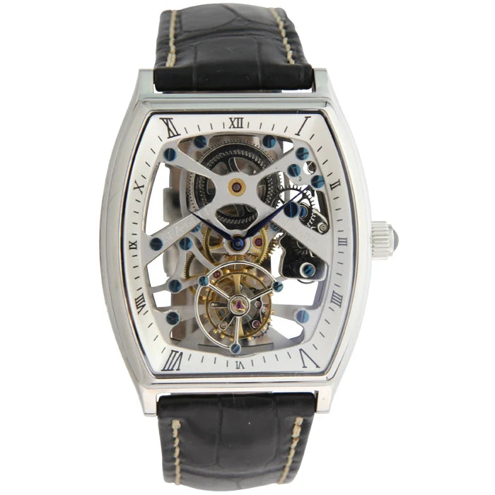 Tourbillon Skeleton Dial Tonneau Shape Watch 41mm