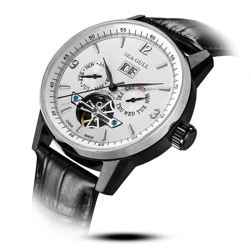 Multifunctional Full Calendar Date Day Display Open Heart Dress Watch 43mm