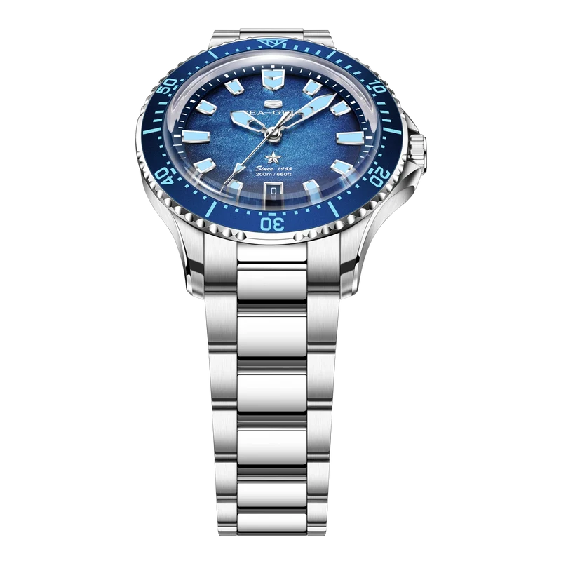Ocean Series 200m Metallic Gradient Dial Calendar Dive Watch 39mm