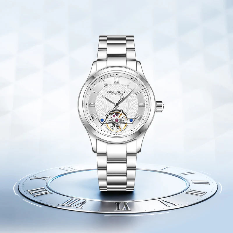 Open Heart Flywheel Guilloché Dial Automatic Watch 39mm